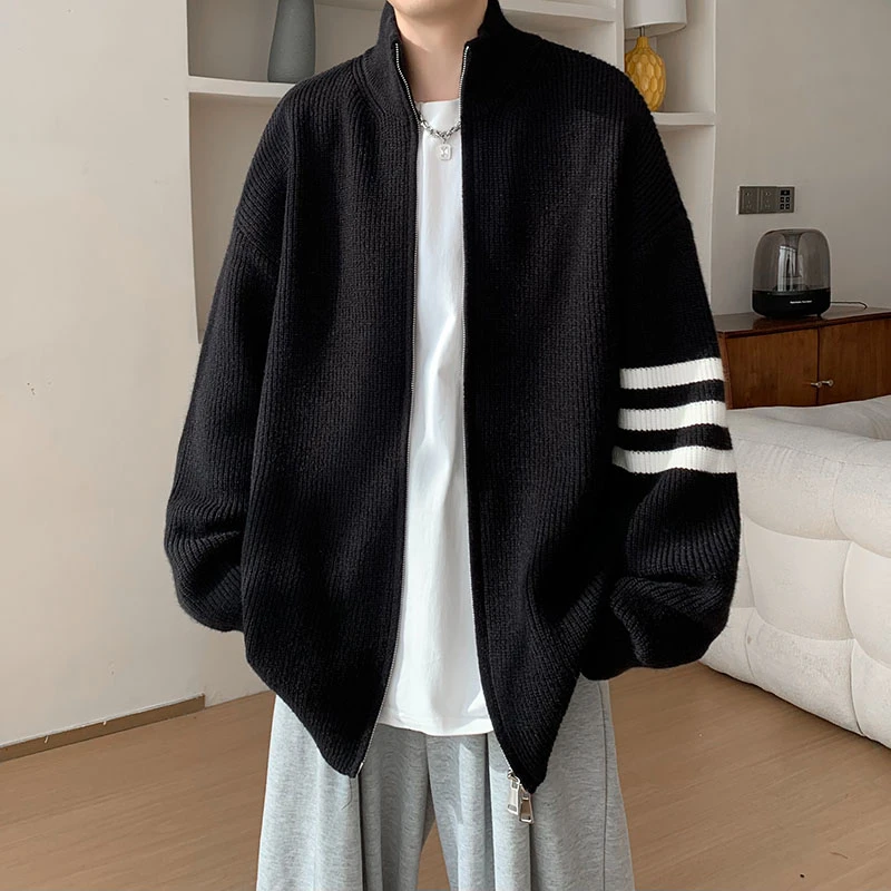 针织开衫外套男慵懒风春秋季ootd穿搭韩系拉链少年感cleanfit毛衣