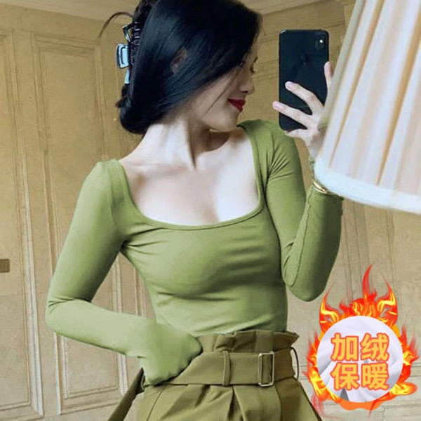 2023秋冬加绒款时尚休闲百搭长袖网红爆款打底衫显瘦加厚t恤女潮