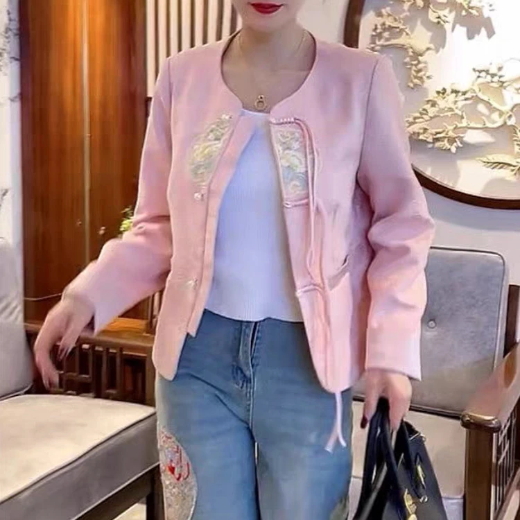 立体浮雕国风新中式2024春季新款刺绣外套春秋秋季百搭短款休闲