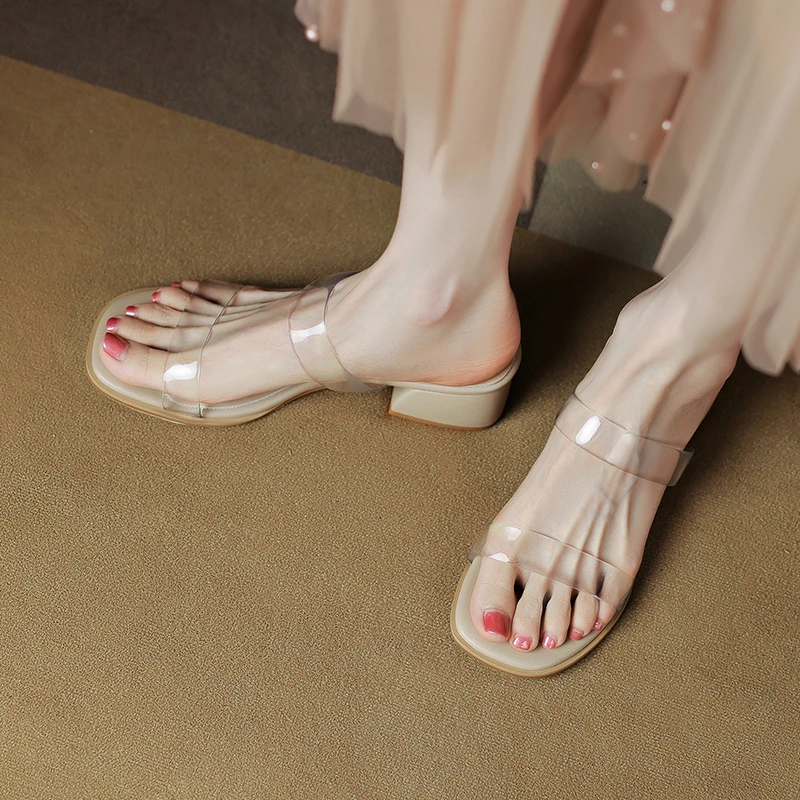 巨仙女~~~高跟拖鞋女夏外穿高级感时尚凉拖女透明-001-4