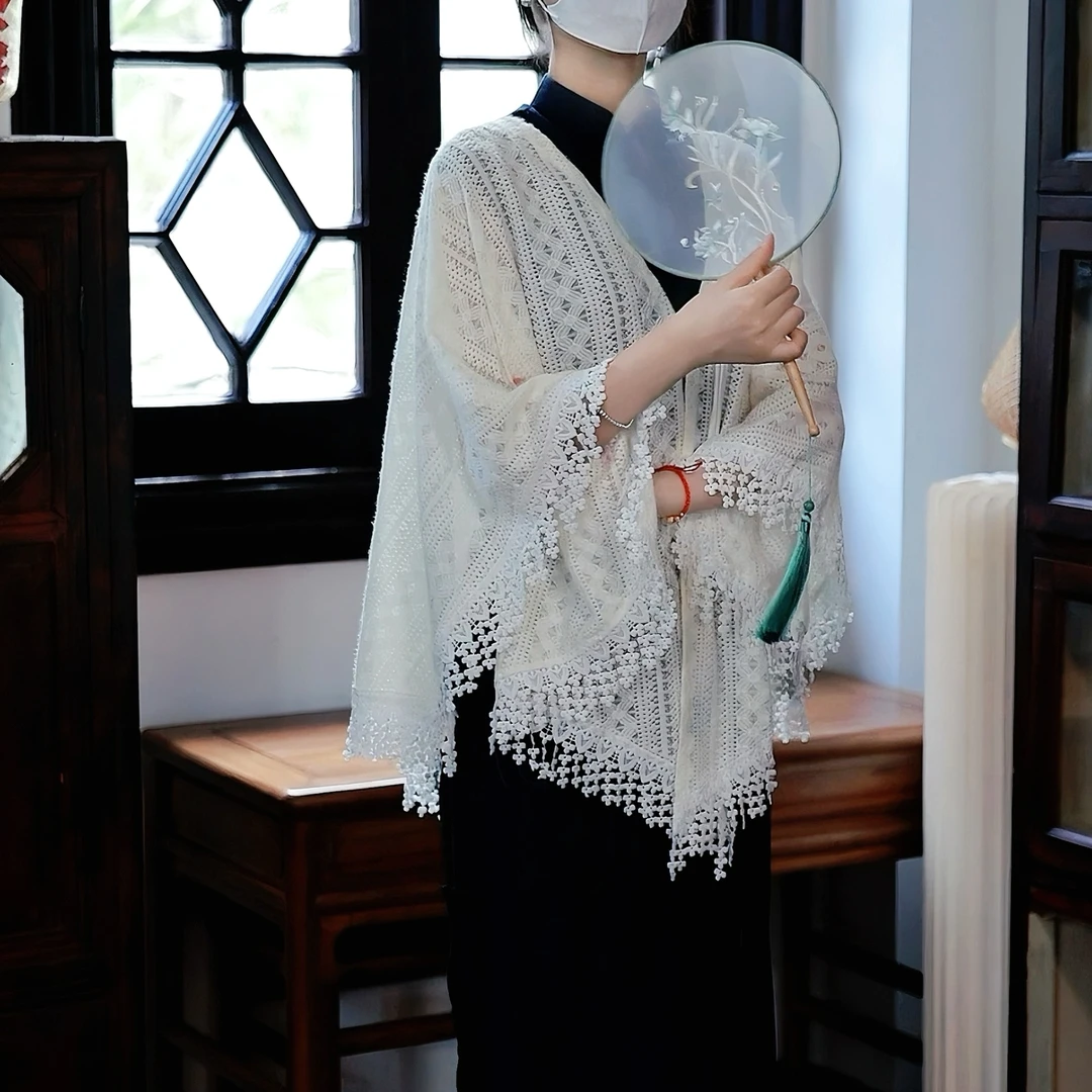 俏娘鱼【雪花-披肩】2025年新款文艺淑女日常百搭气质宽松旗袍披肩