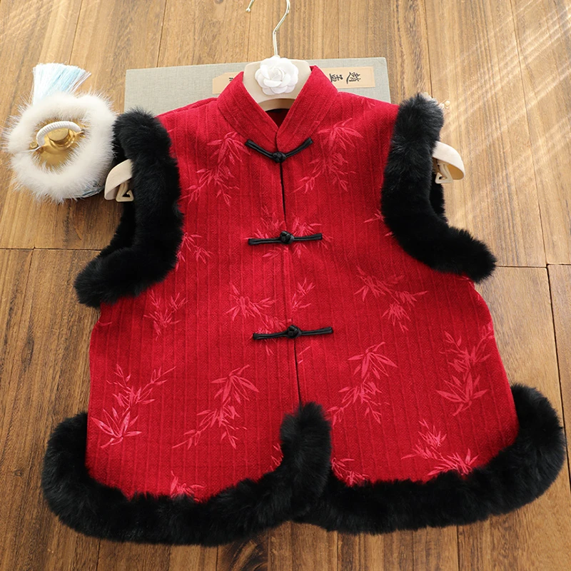 俏娘鱼2024年冬新款拜年服改良保暖新中式红色复古风旗袍外搭马甲