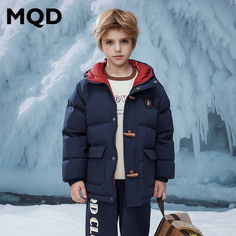 MQD童装儿童冬季新款连帽羽绒服时尚保暖户外防寒9634W1349