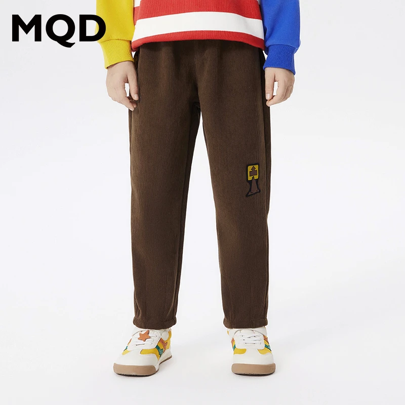 MQD童装儿童冬季新款学院保暖加绒加厚百搭休闲长裤宽松9634W1516