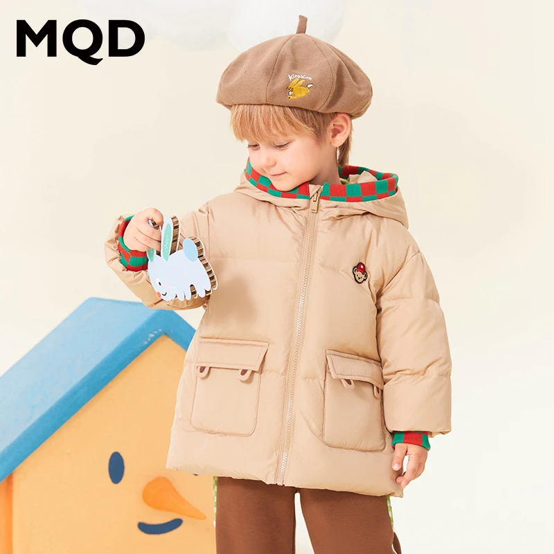 MQD童装儿童冬季新款小熊连帽羽绒服小童加厚保暖外套7634W1304