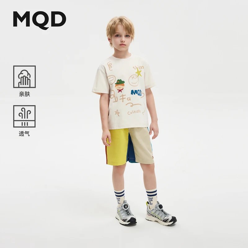 【上衣+裤】MQD男大童25夏新款学院风短袖五分裤套装9642W2207