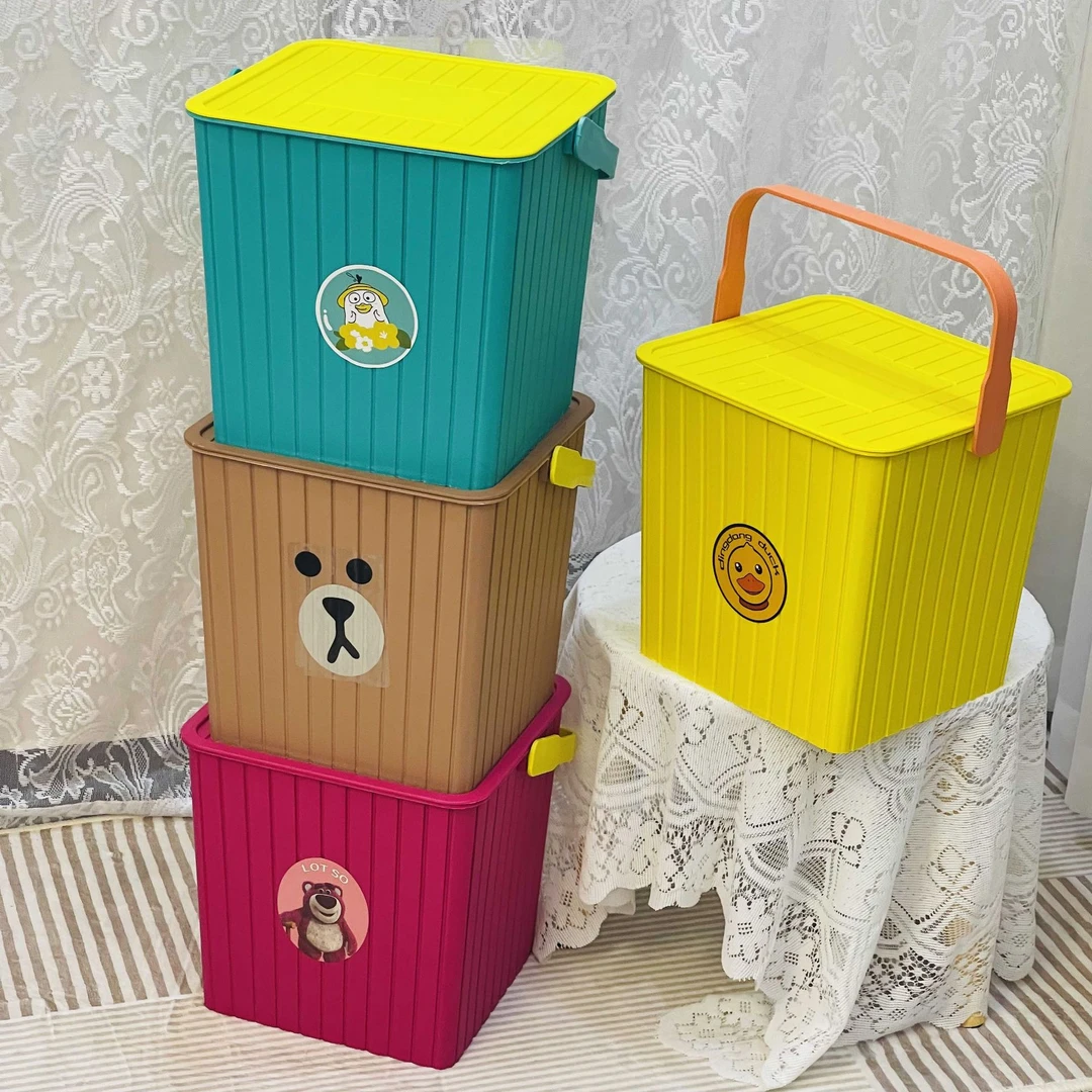 草莓熊大号方形多用桶可收纳可坐人钓鱼桶手提桶收纳凳带盖洗澡桶