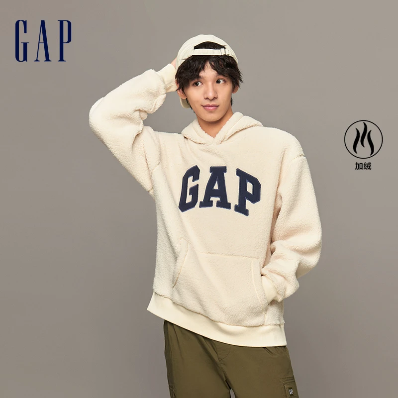 【成毅代言】Gap男女装秋冬LOGO仿羊羔绒卫衣情侣装609050