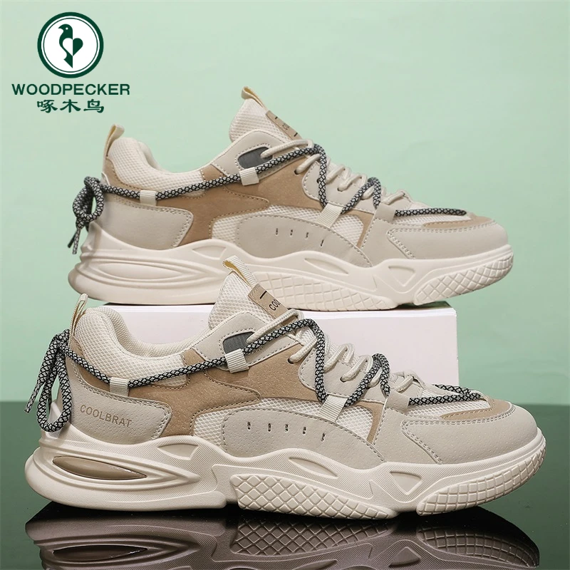 【正品】啄木鸟2024夏季新款透气男士老爹鞋潮流韩版百搭运动鞋男