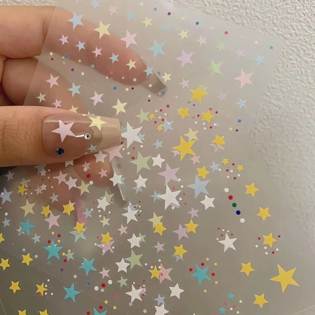 星星美甲贴纸Aha渐变彩色星芒马卡龙五角星指甲饰品相机文具贴纸