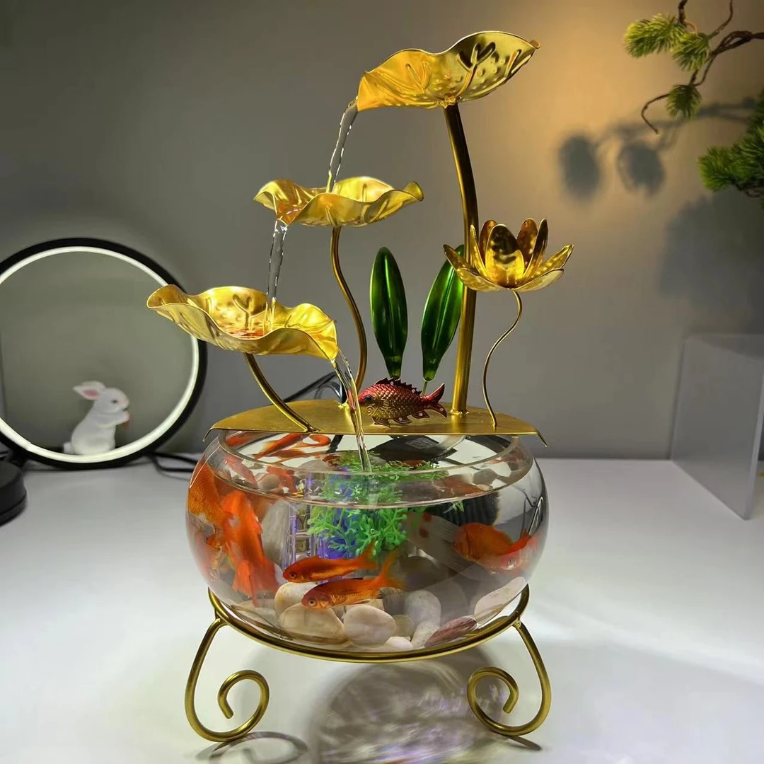 鱼缸轻奢客厅创意网红装饰品摆件玻璃酒柜家居玄关摆件高档办公室