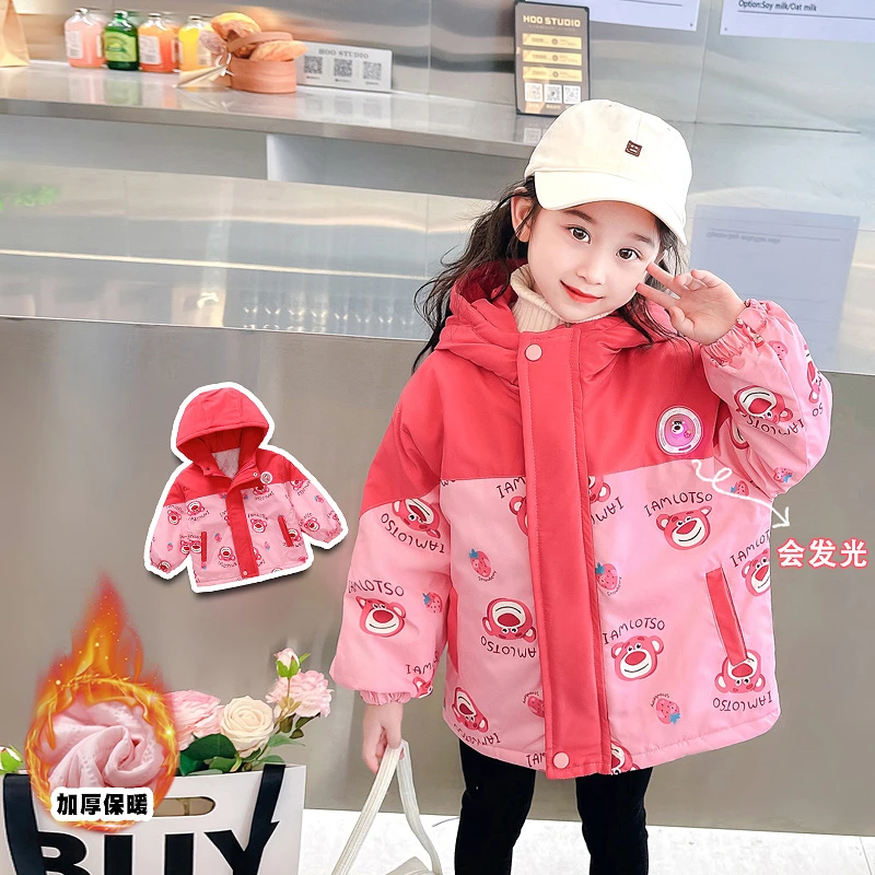 女童秋冬外套2023新款洋气儿童夹棉外套女宝宝冬装小女孩拼色外套