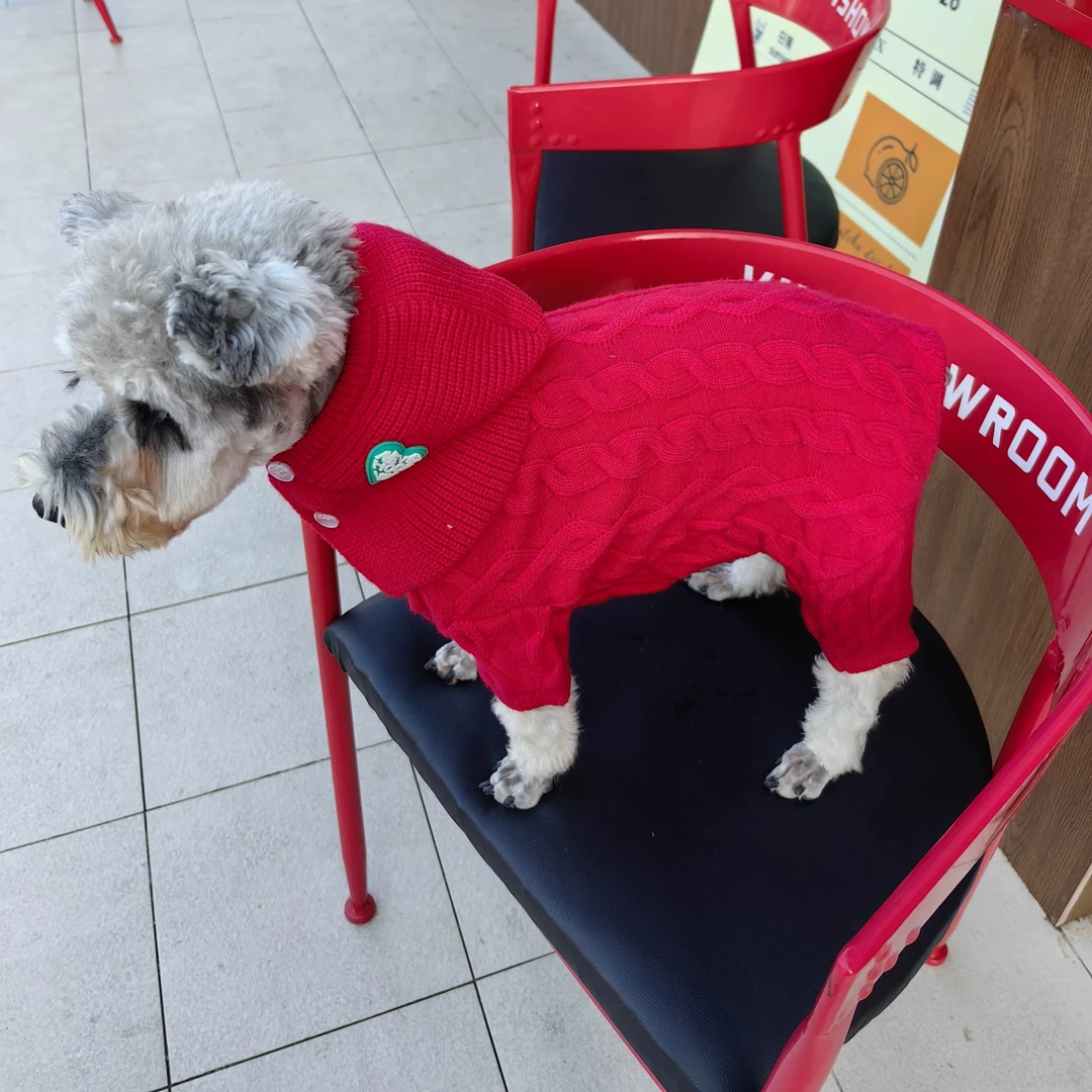 保暖狗狗衣服宠物四脚衣雪纳瑞泰迪比熊柯基圣诞元旦新年喜庆服装