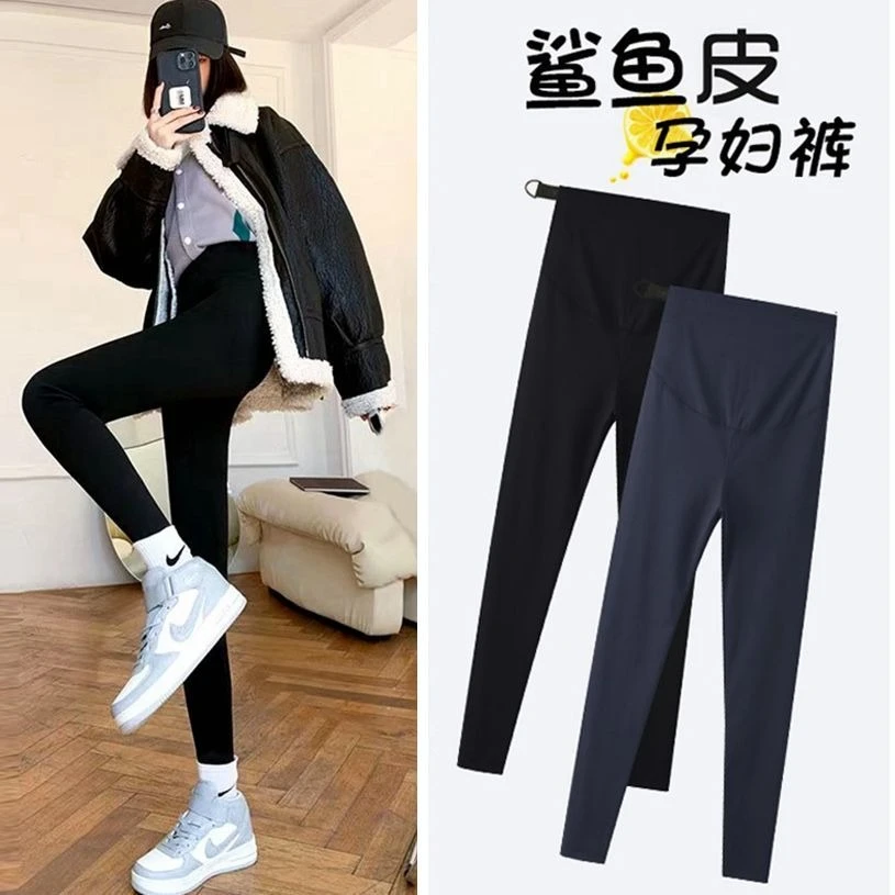 孕妇打底裤夏季加绒鲨鱼裤外穿瑜伽高腰裤小脚裤夏天孕妇裤芭比