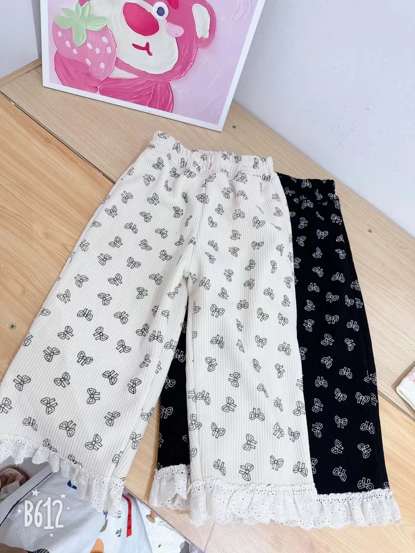 A303 女童 加绒加厚秋季阔腿裤休闲裤