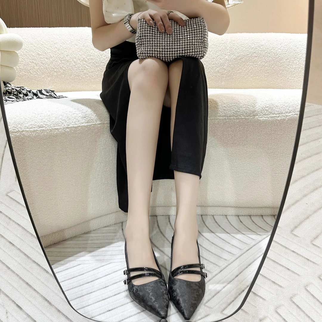 7998-10新国风尖头优雅浅口高跟鞋百搭款夏季单鞋浅口时尚凉鞋女