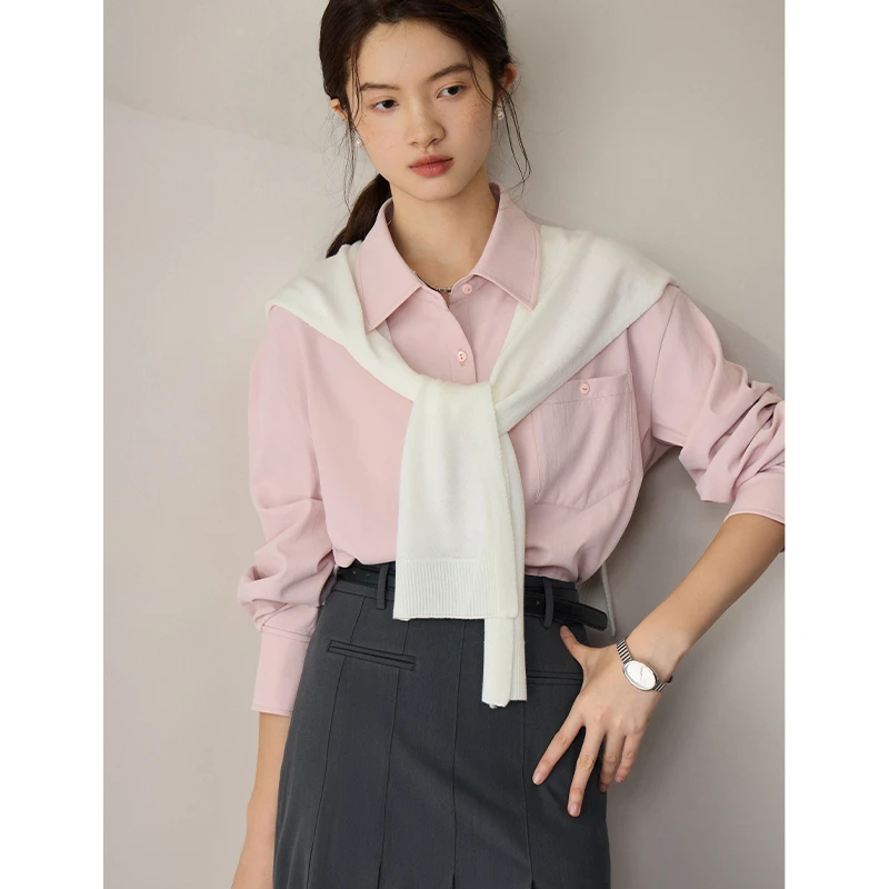 自巧小个子女装穿搭慵懒风披肩衬衫设计感高级洋气上衣23ZQ93192