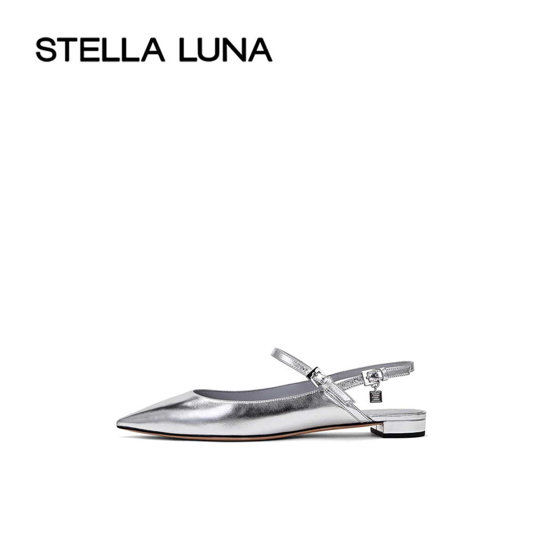 STELLA LUNA女鞋夏季百搭半凉鞋时尚气质简约尖头吊饰平跟平底鞋
