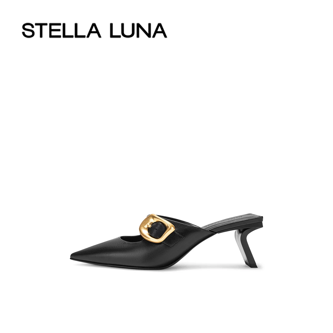 STELLA LUNA女鞋24SS拖鞋BRASSTACKS系列金属扣玛丽珍穆勒拖