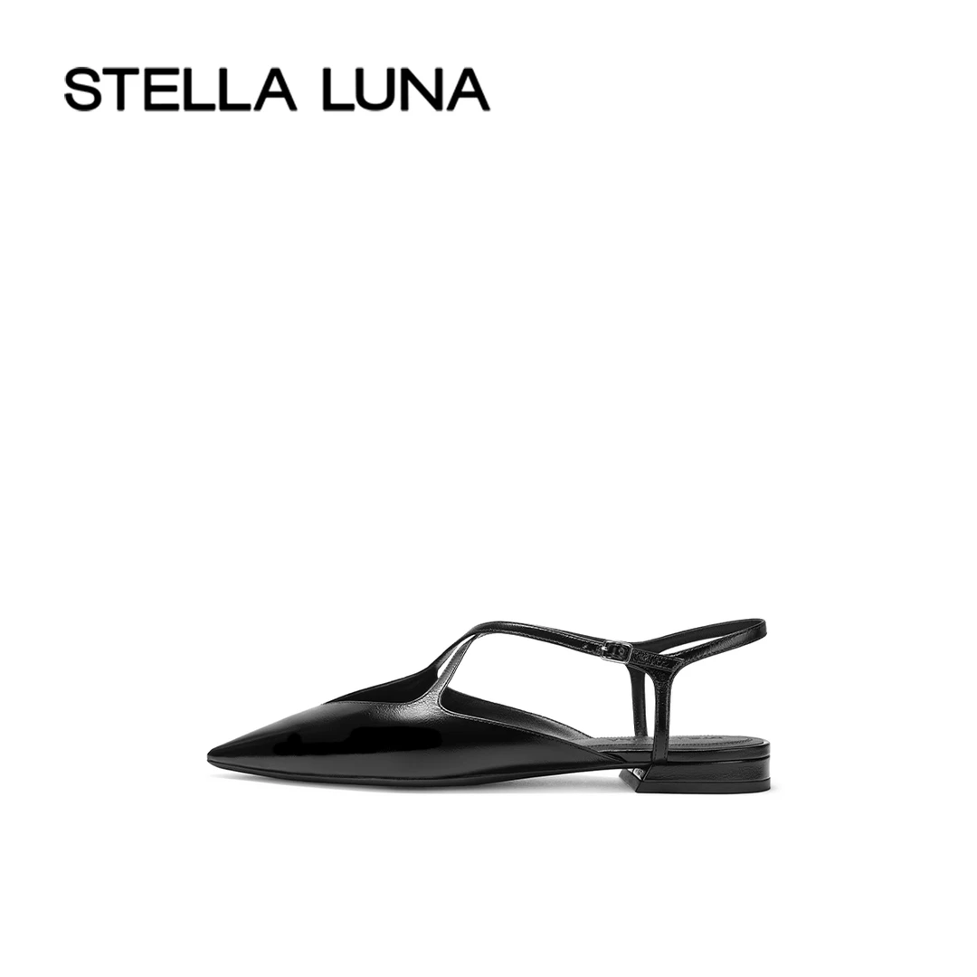 STELLA LUNA女鞋24SS凉鞋 INDISPENSABLE 交叉镂空露跟平底鞋