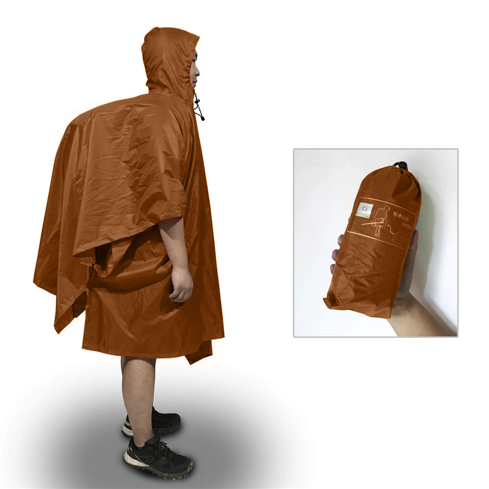 三合一地席雨披多功能徒步运动防雨罩户外登山地席连体雨加大款