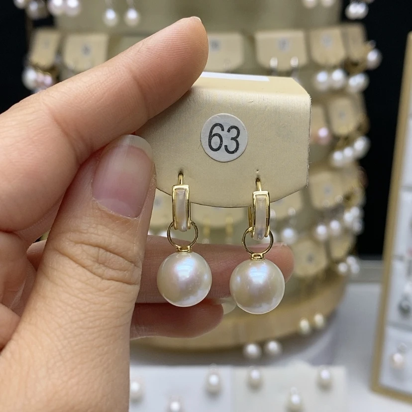【闪购商品】淡水珍珠耳饰银S925镀金镶嵌阿*