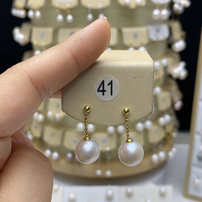 【闪购商品】淡水珍珠耳饰银S925镀金镶嵌