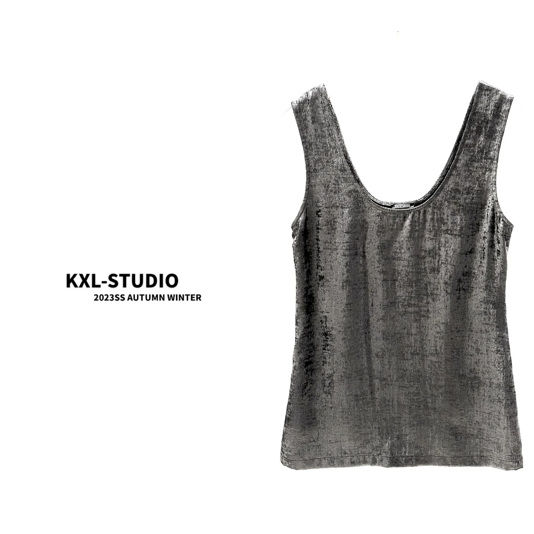 【KXL-STUDIO新款】进口特殊刷金工艺背心8410