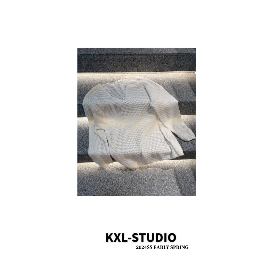 KXL-STUDIO 100%精纺羊绒V领毛衣10807