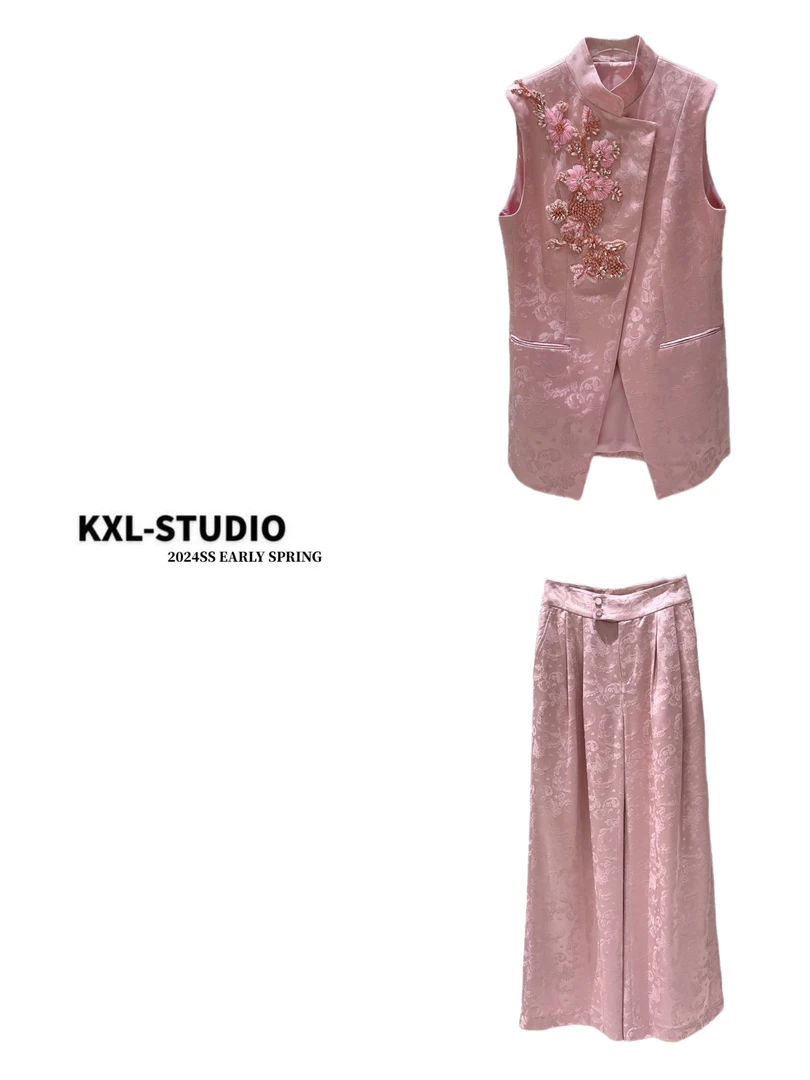 KXL-STUDIO【贵妇挚爱】柔粉流云｜手工钉珠镶钻花套装854