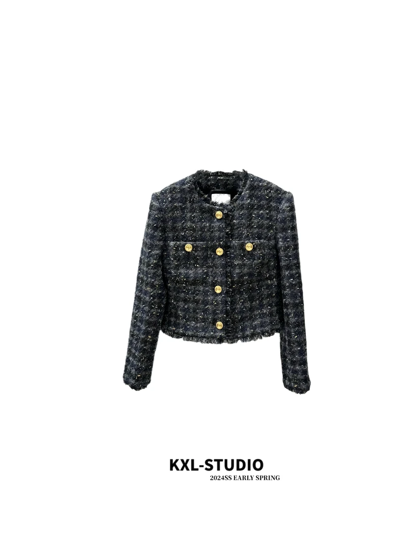 KXL-STUDIO【KELE精选】色织毛边小香外套11173