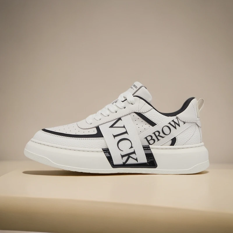 VICKI BROWN时尚休闲百搭真皮男鞋四季潮流厚底低帮潮鞋VB76367