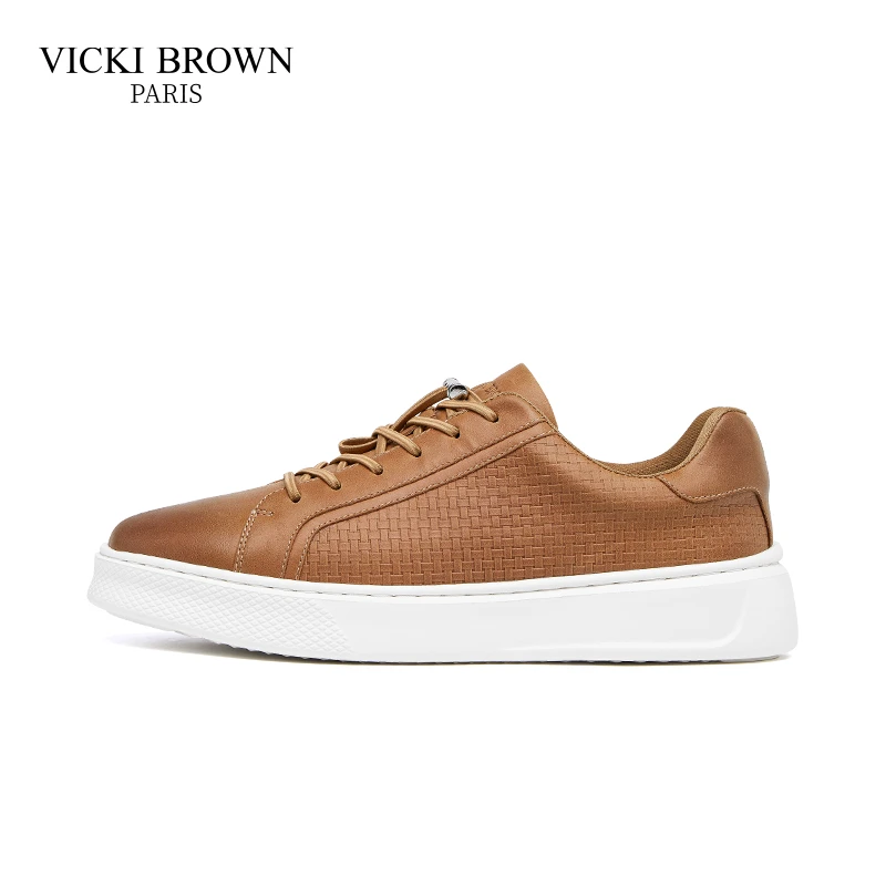 VICKI BROWN时尚男鞋男士舒适百搭透气上档次休闲板鞋牛皮皮鞋