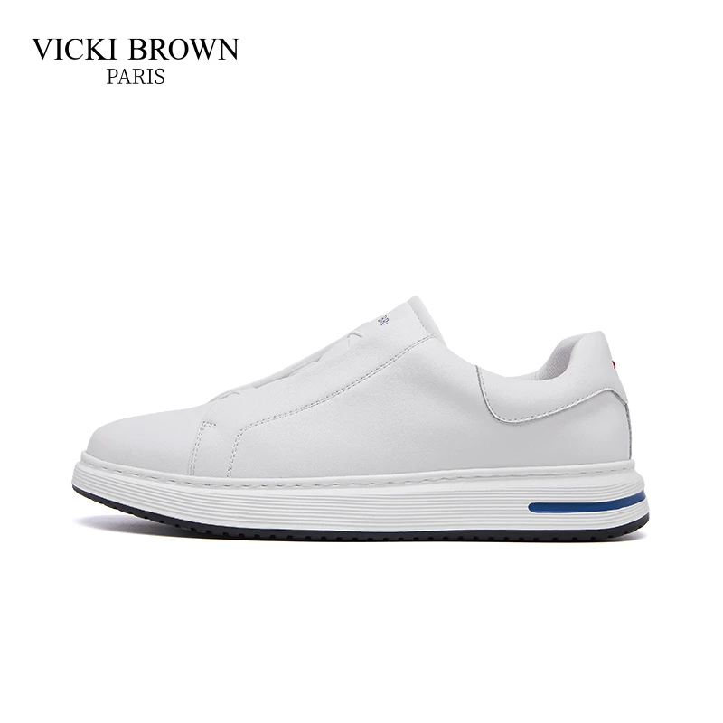 VICKI BROWN真皮休闲鞋男士百搭轻便舒适防滑简约耐穿板鞋小白鞋