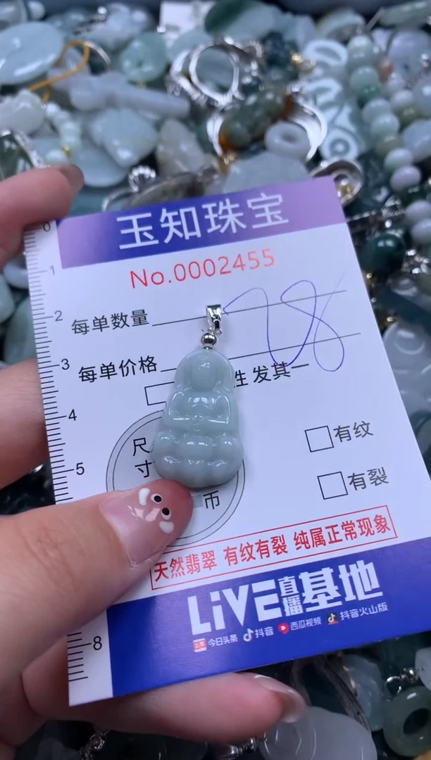 【闪购商品】翡翠吊坠(赠链)未镶嵌配绳子2455