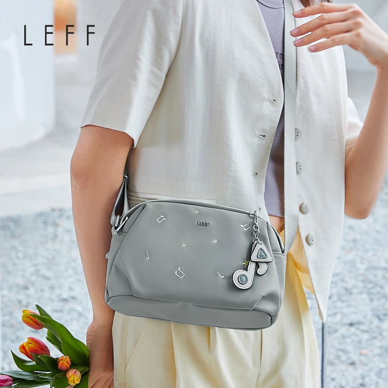 LEFF莱夫尼龙帆布斜挎包女休闲妈妈包2025新款轻便百搭单肩小包包