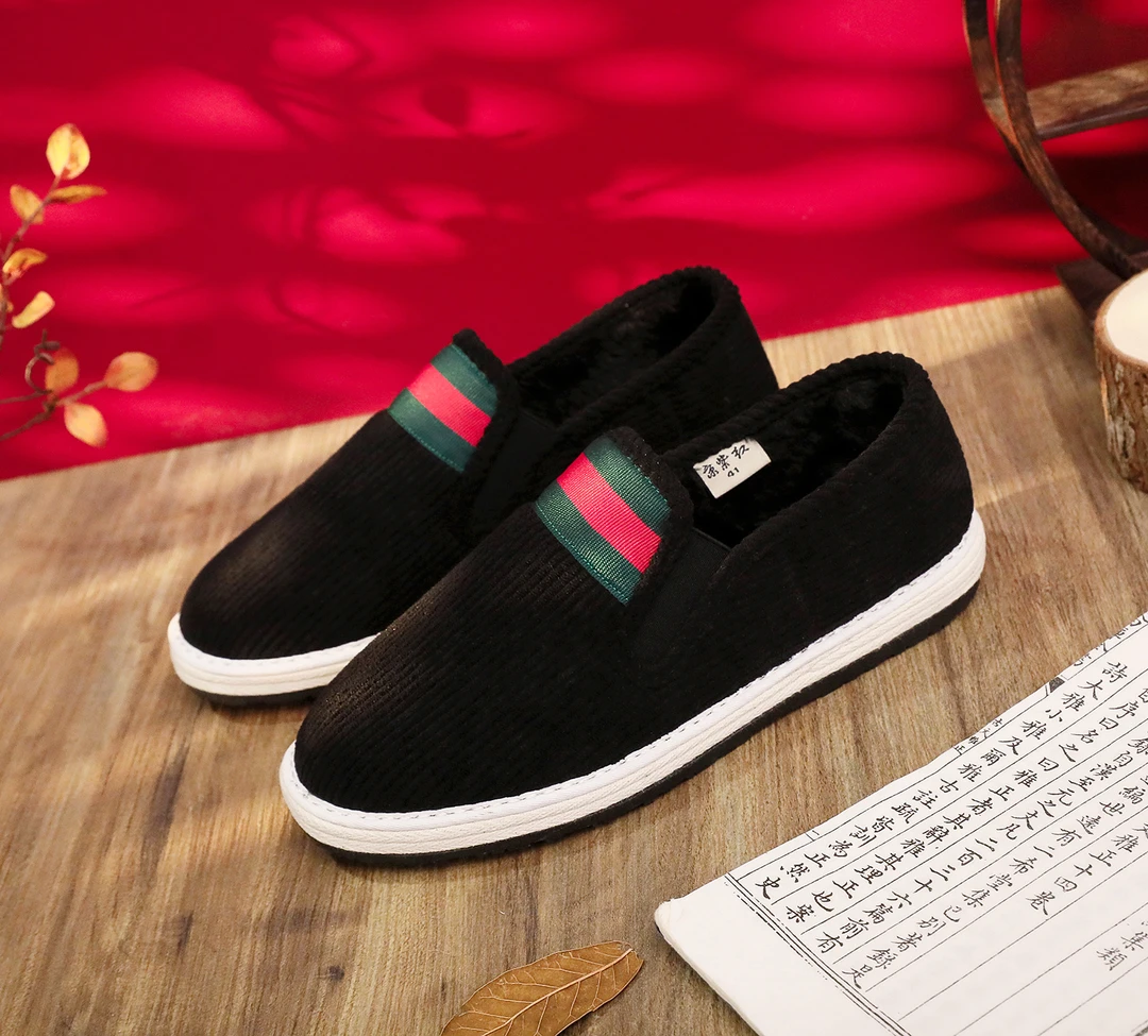 加绒千层底布鞋北京布鞋男士软底老北京布鞋冬季加厚加绒耐磨