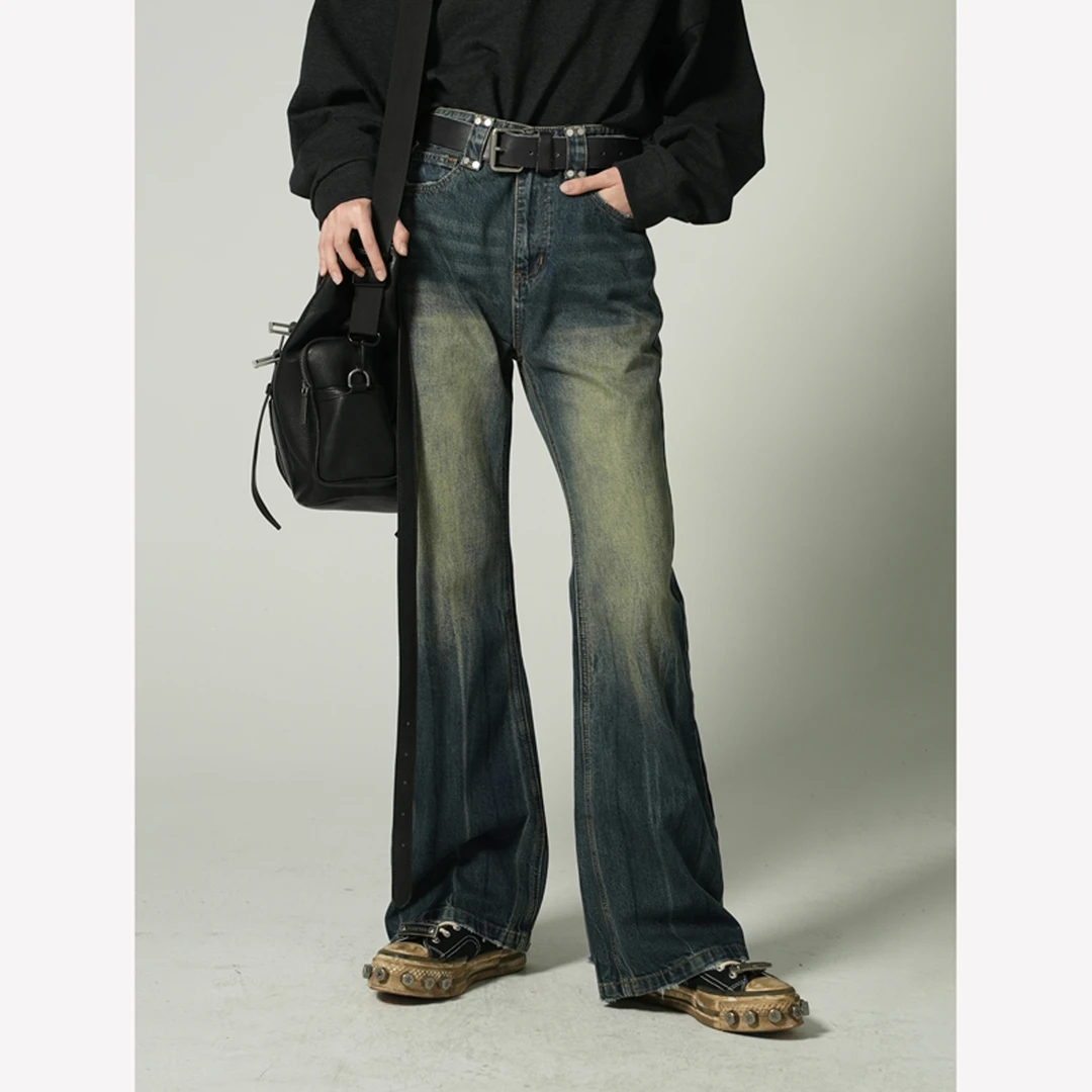 【秀款同款】MASONPRINCE FW22 闪电纹重砂洗微喇叭牛仔裤
