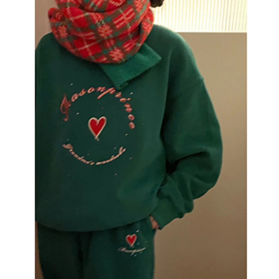 MASONPRINCE 爱心烫钻圆领卫衣