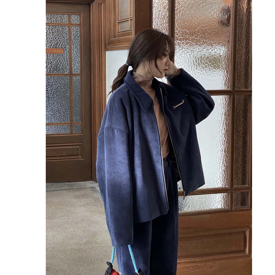 老莫同学 秋冬复古vintage灯芯绒外套女