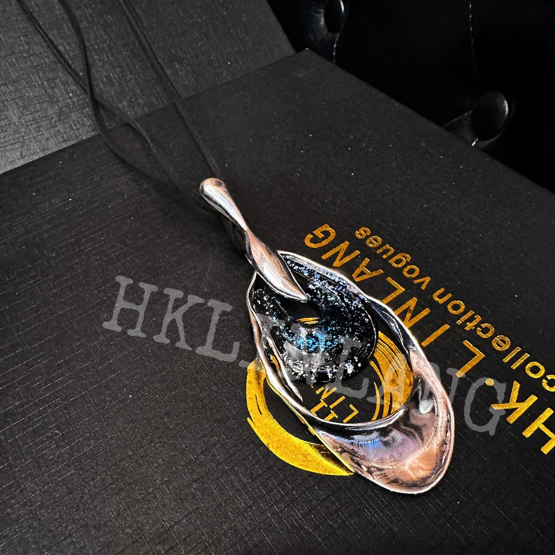 钛钢欧版精美时尚银色服饰配件设计蓝色大海项链 A033#