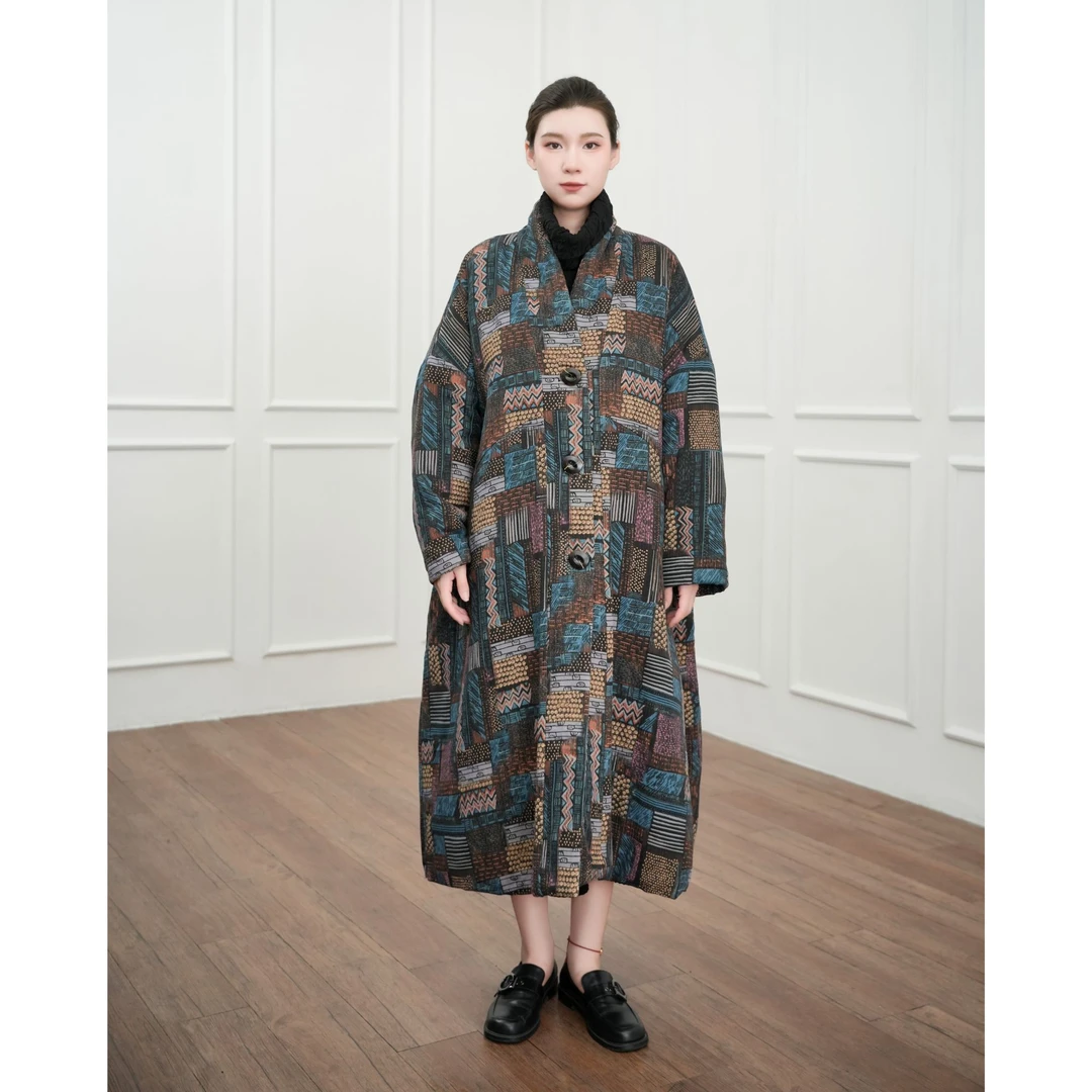 印花棉衣新款原创设计高端精品女装