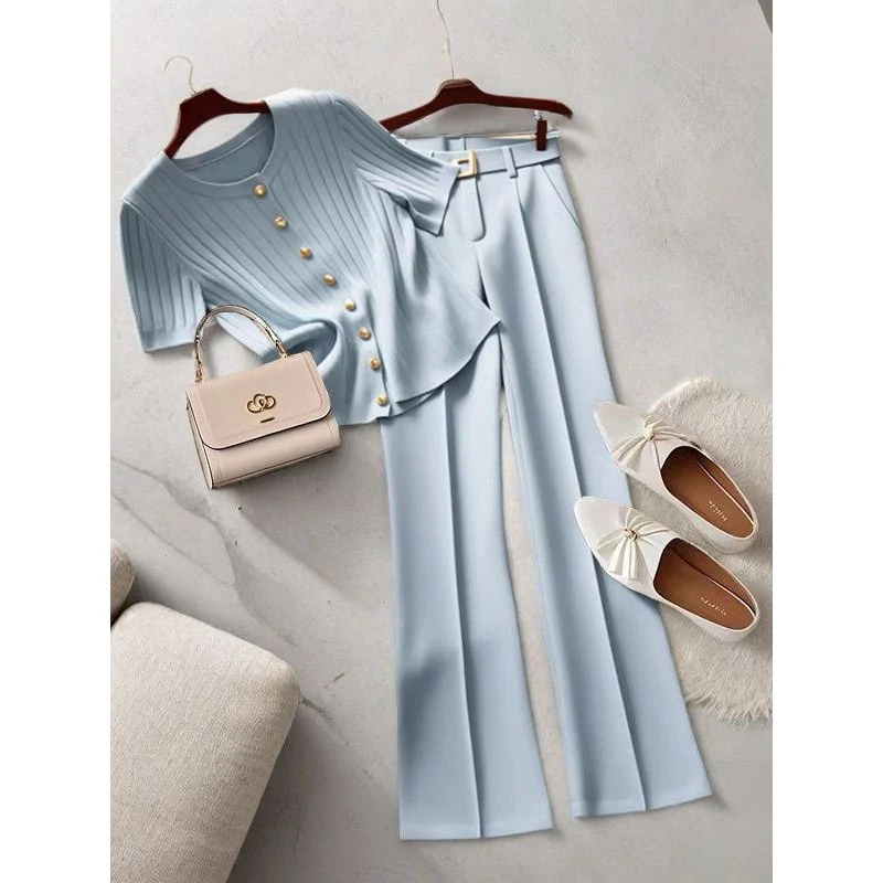 2025夏季新款女装时尚洋气高级感穿搭冷淡风盐系小个子时髦套装