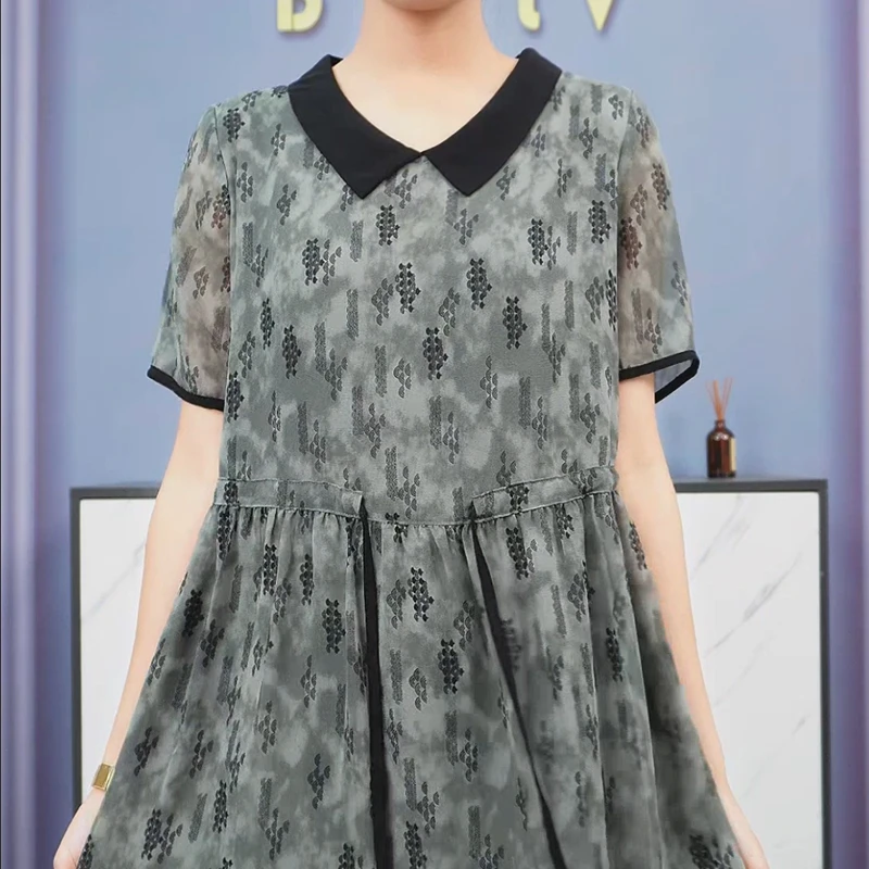 精致中年妈妈宽松连衣裙女夏季2024新款气质高端大码名媛中长裙子