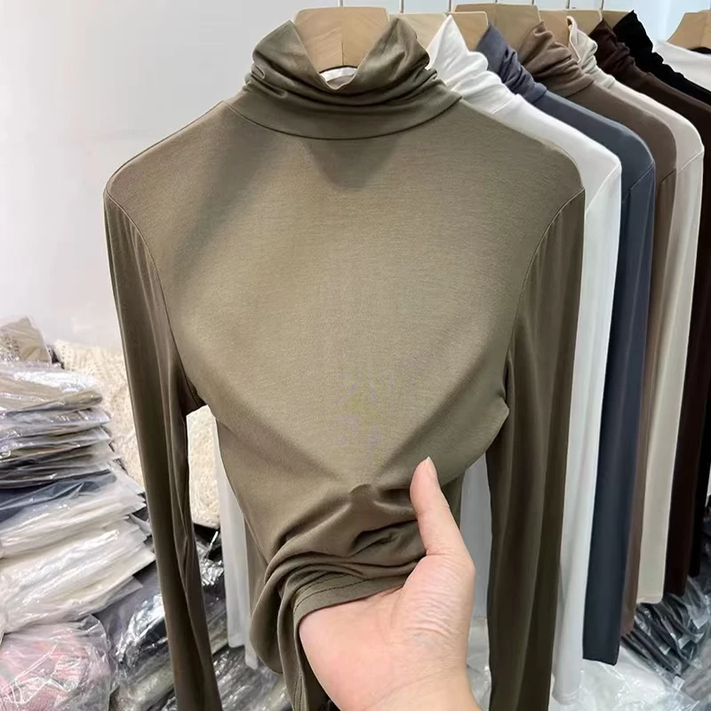 蜗牛家档口新款百搭气质款堆堆领基础打底衫908