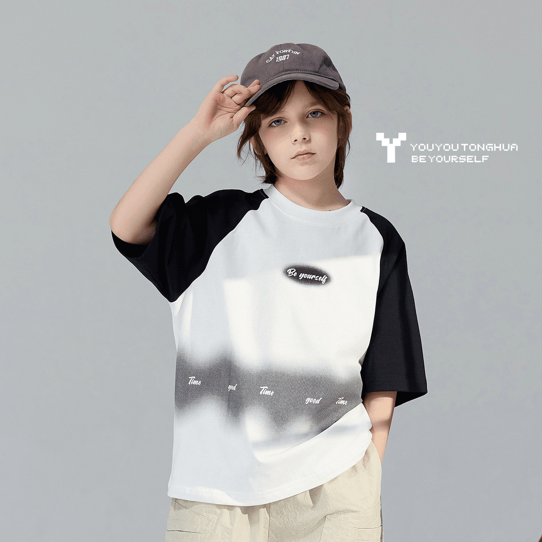 T男童短袖纯棉T恤2024夏季潮酷百搭圆领上衣中大童儿童WYSU860181
