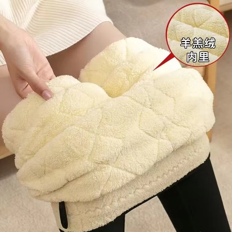 800g东北超厚蚕丝棉裤女外穿冬季加绒加厚打底裤踩脚高腰保暖裤