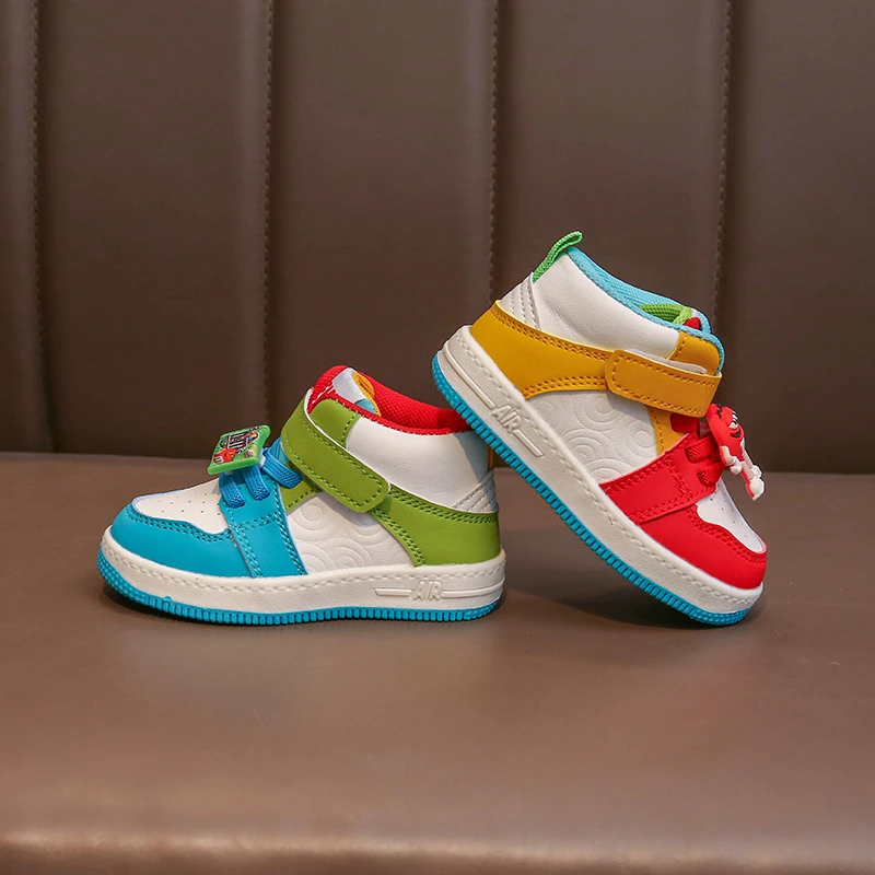 新款儿童休闲板鞋婴幼儿高帮防滑学步鞋宝宝男女童鸳鸯鞋运动鞋子