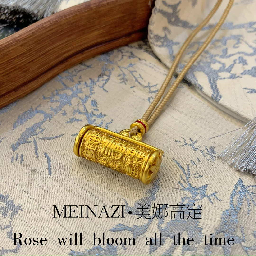 铜合金项链 MEINAGD·/百福转筒吊坠项链时尚饰品2024新X135