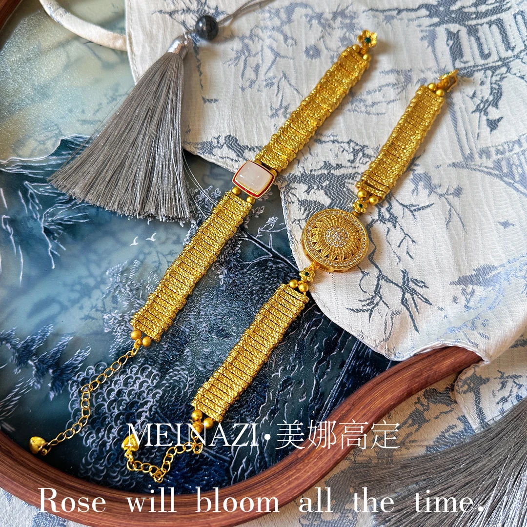 铜合金手链 MEINAGD·/霸气罗盘手牌手链时尚百搭气质新款L044